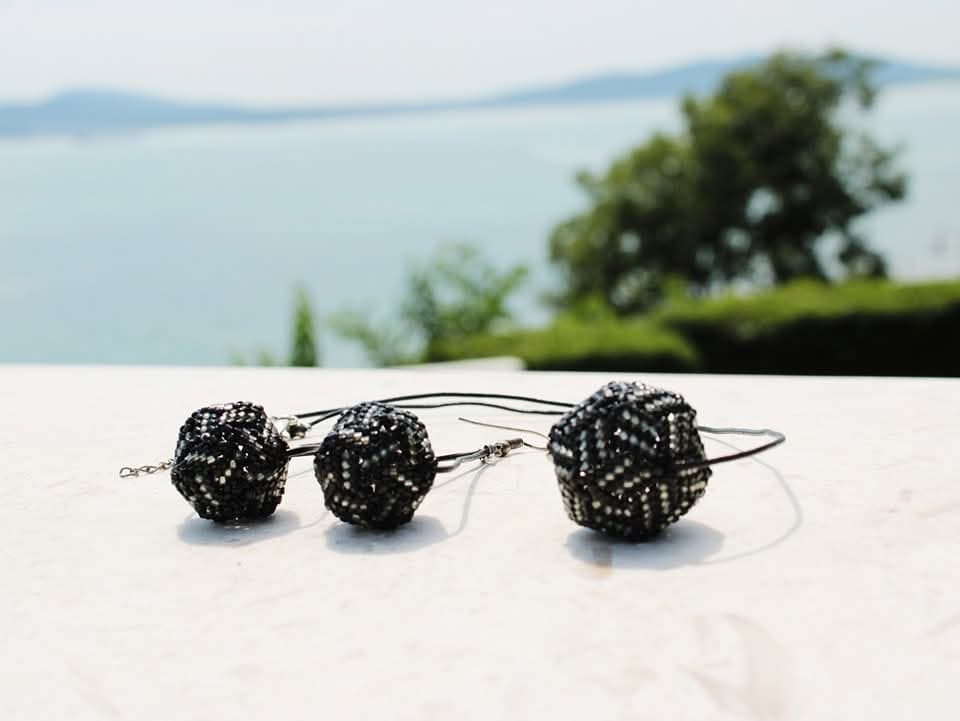 Комплект" Black&Silver Geometry "колие и обеци