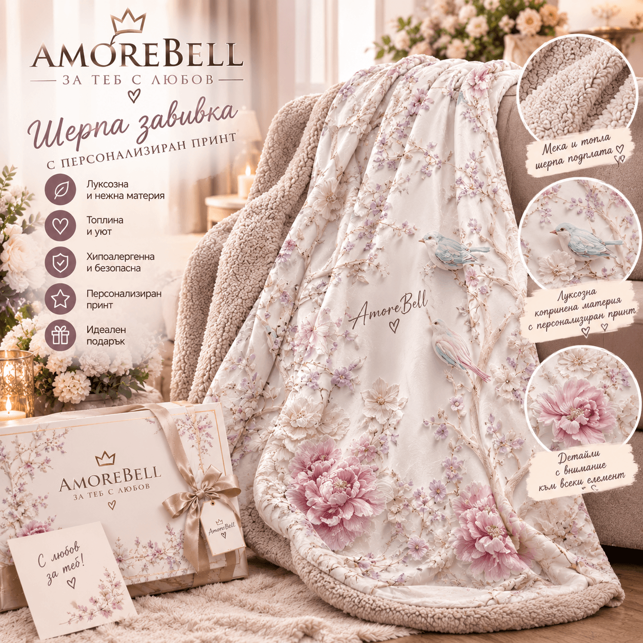 Луксозна серия Дизайнерска завивка с персонализация AmoreBell