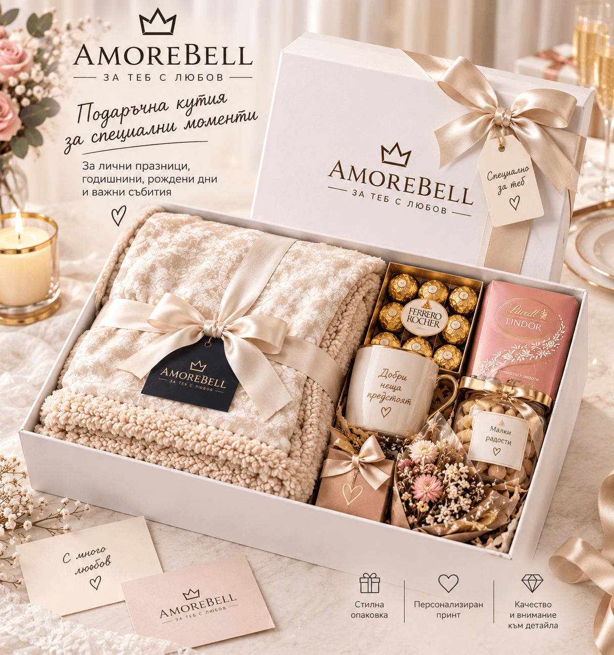 Дизайнерска персонализирана шерпа завивка AmoreBell