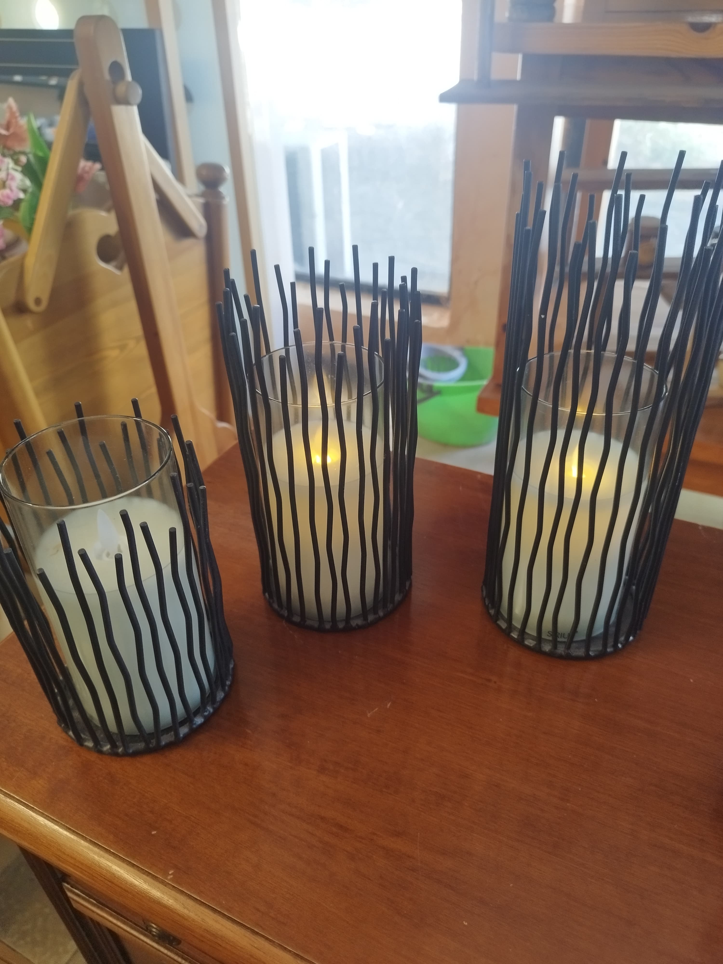 Комплект 3 свещника с LED свещи