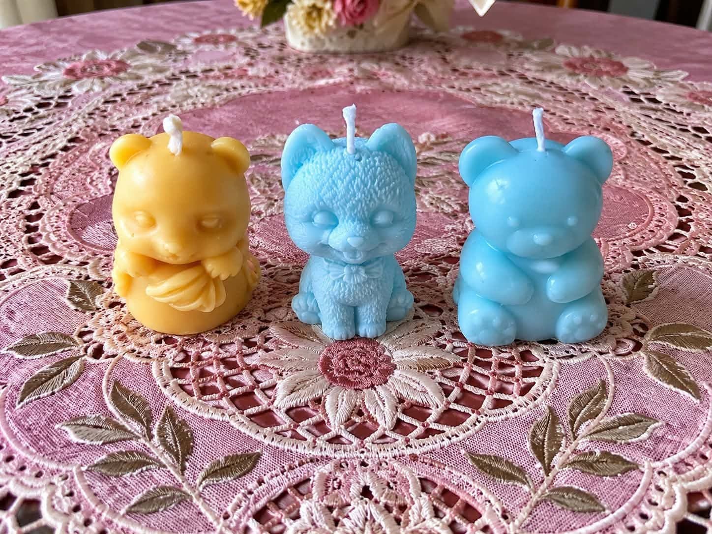 Свещи фигурки — мече и котенце